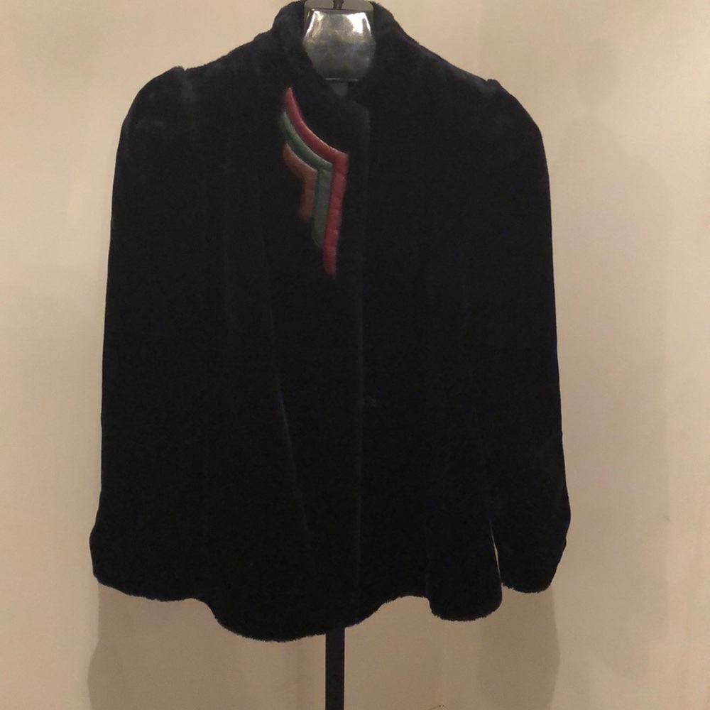 Vintage faux fur coat with leather detail on front